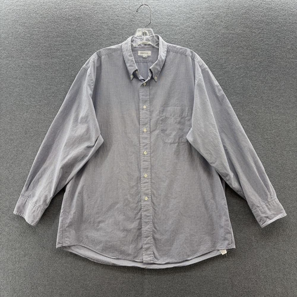 Barneys New York Dress Shirt Mens 17 34 Blue Check Button Down Long Sleeve USA